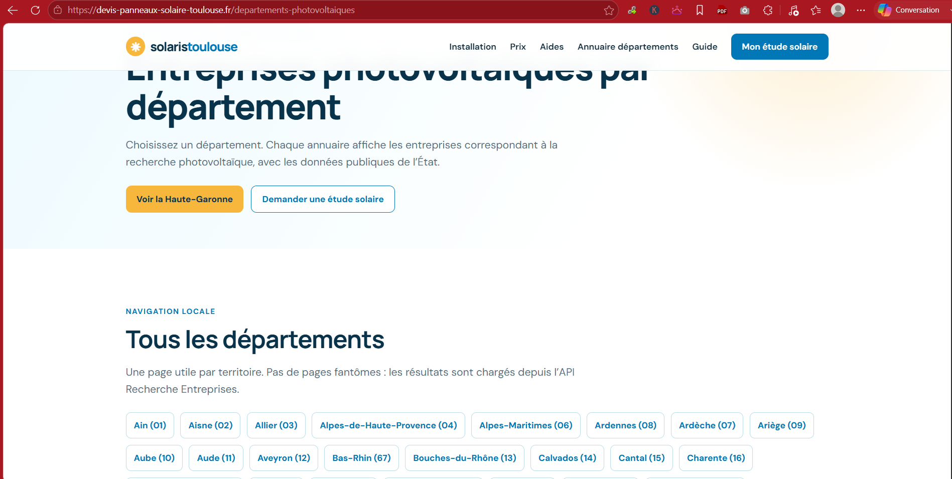 Architecture SEO Annuaire Photovoltaïque